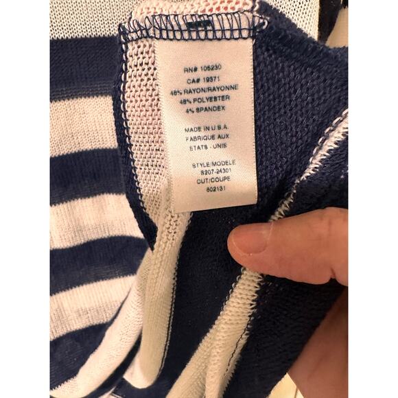 Joie Soft Erickson Coastal Nautical Sea Striped Lightweight Hoodie Navy White, L - Picture 3 of 9